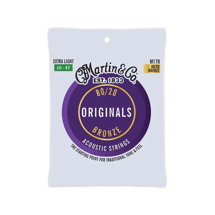 Martin M170PK3 The Original 80/20 Bronze Acoustic Guitar Strings, Extra Light, 10-47, 3-Pack