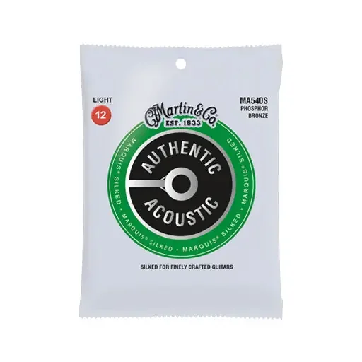 Martin MA540S Authentic Acoustic Marquis Silked Phosphor Bronze Acoustic Guitar Strings, Light, 12-54