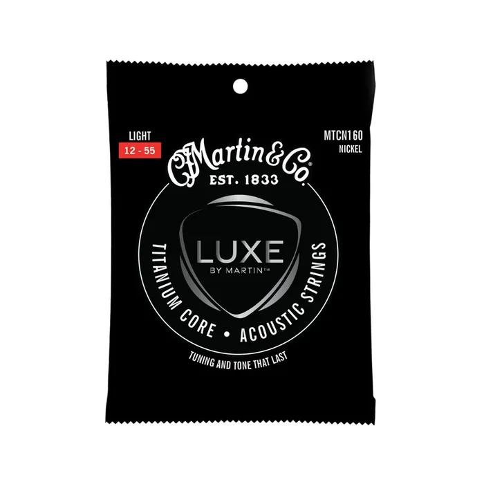 Martin MTCN160 Titanium Core Acoustic Guitar Strings, Light, 12-55