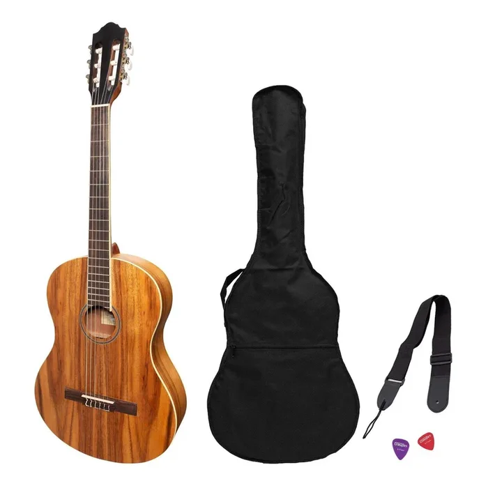 Martinez ‘Slim Jim’ Full Size Student Classical Guitar Pack with Built In Tuner (Rosewood)