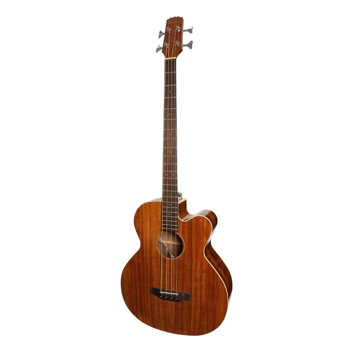 Martinez ‘Southern Star Series’ Koa Solid Top Acoustic-Electric Cutaway Bass Guitar (Natural Gloss)