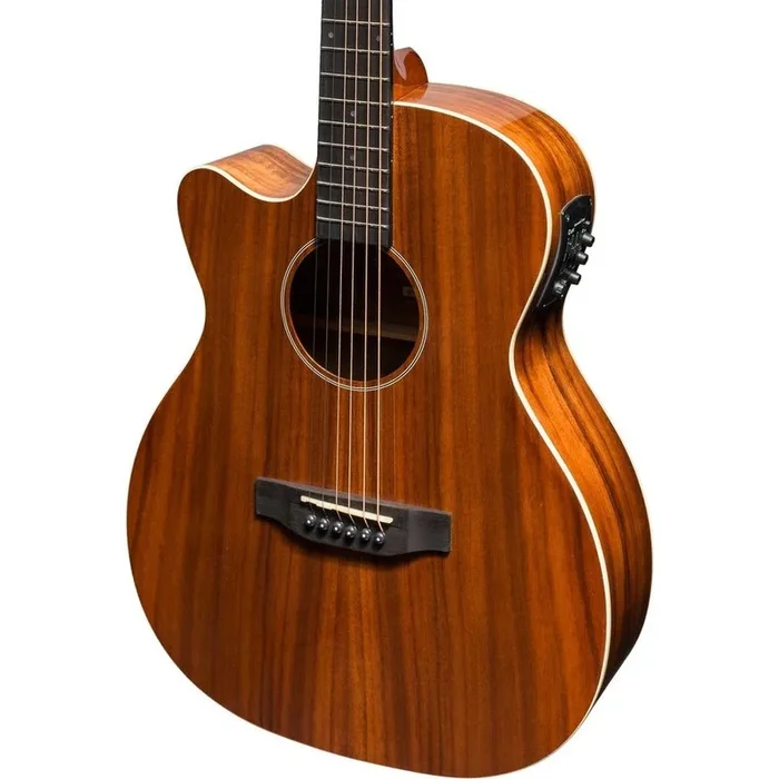 Martinez ‘Southern Star Series’ Left Handed Koa Solid Top Acoustic-Electric Small Body Cutaway Guitar (Natural Gloss)