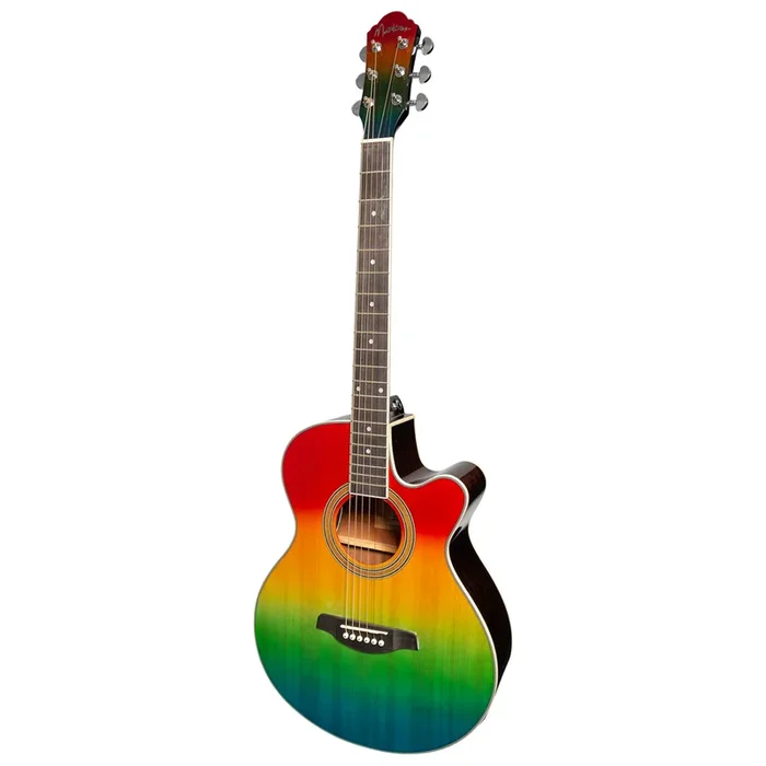 Martinez ’41 Series’ Folk Size Cutaway Acoustic-Electric Guitar (Rainbow Burst)