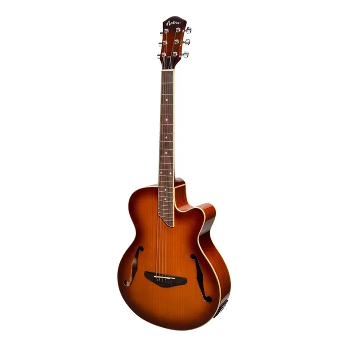 Martinez Jazz Hybrid Flamed Acoustic-Electric Small Body Guitar (Gloss Sunburst)