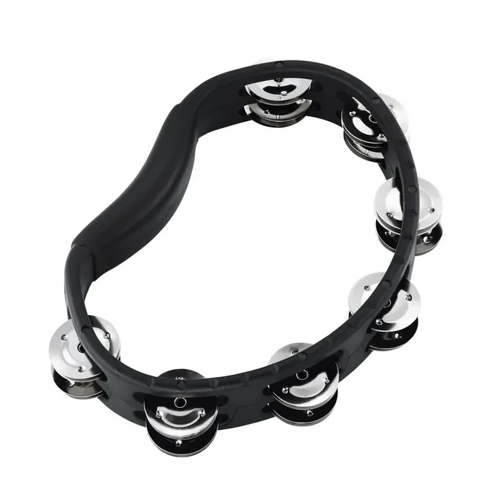Meinl 2 Row Tour Hand Tambourine, Steel Jingles, Black