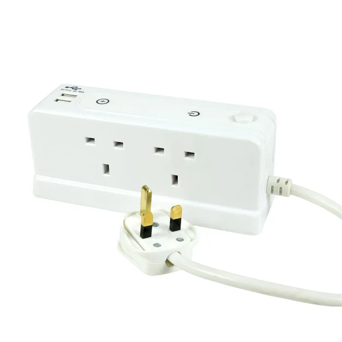 Mercury 4 gang extension lead with compact surge and 2 USB ports – 1m