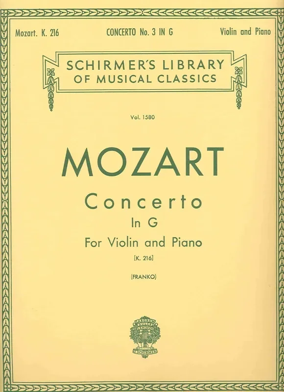 Mozart – Concerto in G K.216, Franko – Violin – G.Schirmer Edition