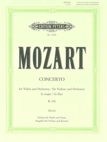Mozart : Concerto G Major No.3 K216: Violin and Piano (Peters)
