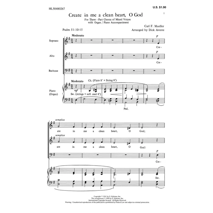 Mueller, Carl F. – Create In Me Clean Heart O God