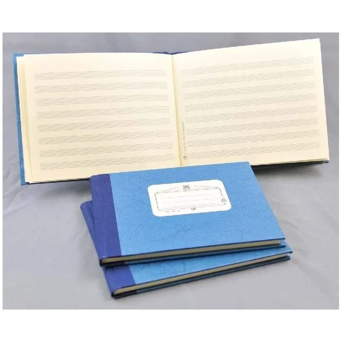 Music manuscript book blue 8 staves