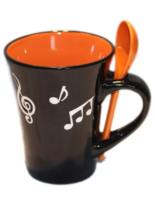 MUSIC NOTE MUG WITH SPOON ORANGE