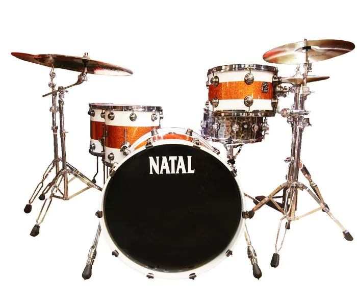 Natal ‘The Originals’ Split Lacquer TRC 4-Piece Maple Shell Pack in White/Orange Sparkle