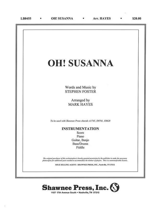 Oh Susanna Score Instrument Parts Book