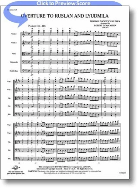 Overture To Ruslan And Lyudmila Arr Mccashin (Music Score/Parts)