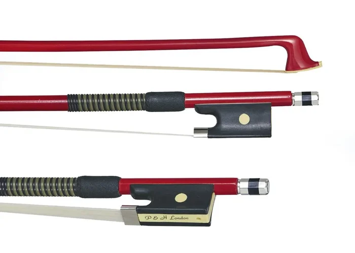 P & H Violin Bow Red Fibreglass Natural Hair 1/2