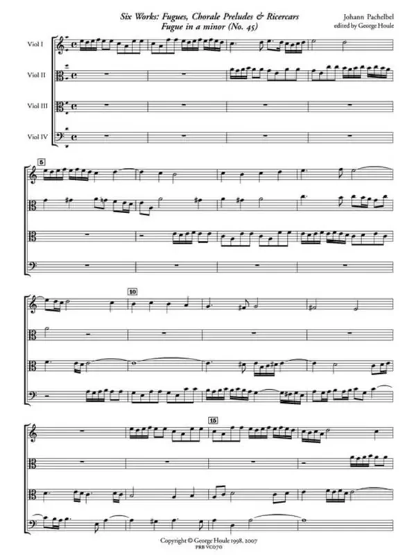 Pachelbel 6 Pieces for Viol Quartet