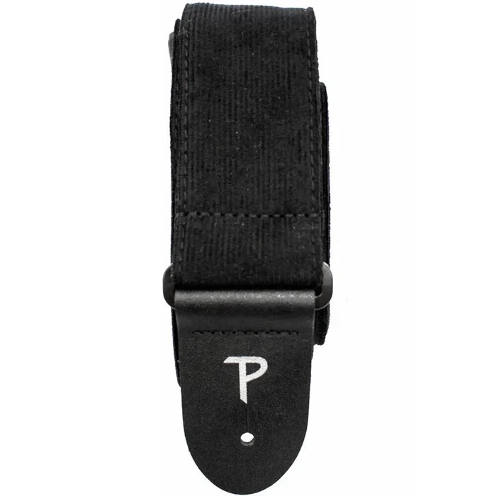 Perris 2″ Corduroy Guitar Strap in Black with Black Leather ends