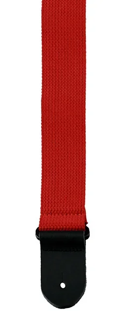 Perris 2″ Red Cotton Guitar Strap with Leather ends