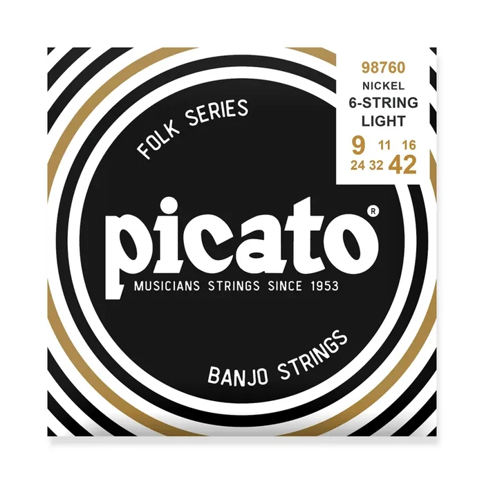 Picato Nickel Wound 9-42 Banjo Guitar Strings, Loop End