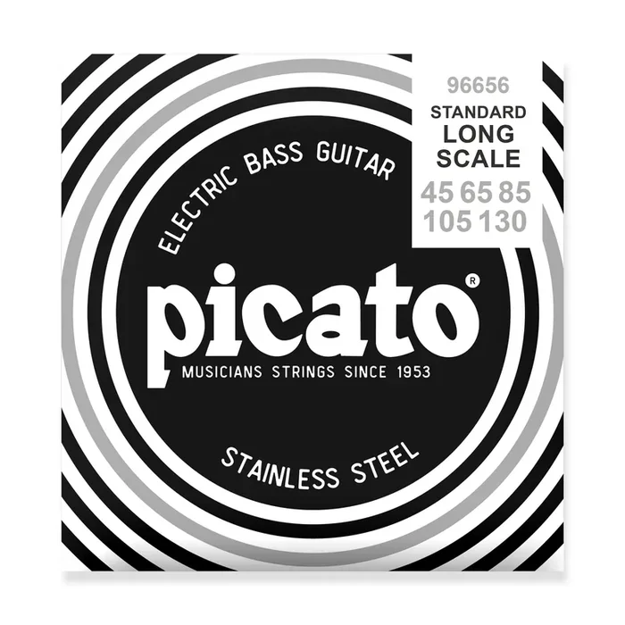 Picato Stainless Steel Roundwound 45-130 5-String Bass Guitar Strings, Long Scale