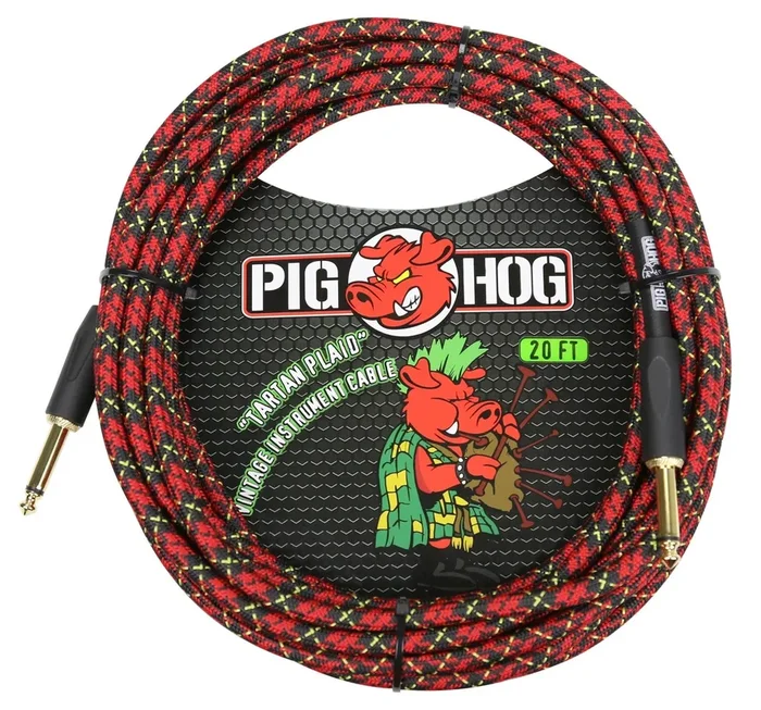 Pig Hog Instrument Cable 20ft, Tartan Plaid