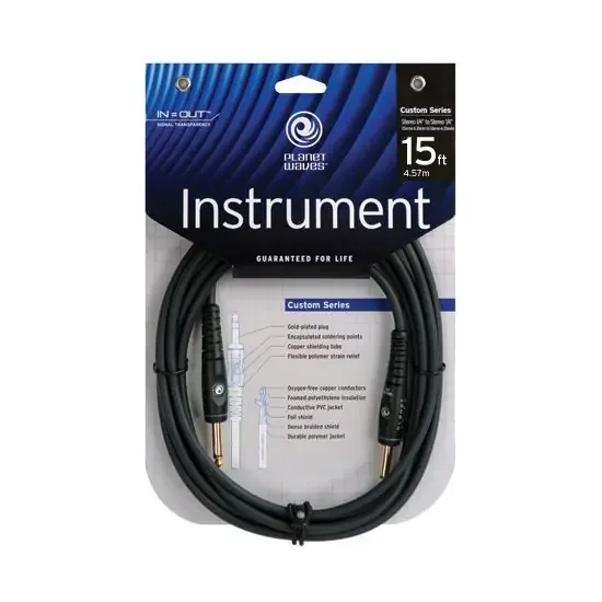 Planet Waves PW-G-15 Custom Series Instrument Cable, 15 feet