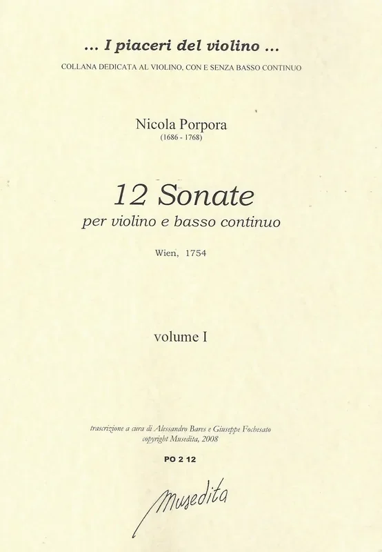 Porpora 12 Sonatas for Violin and Basso Continuo