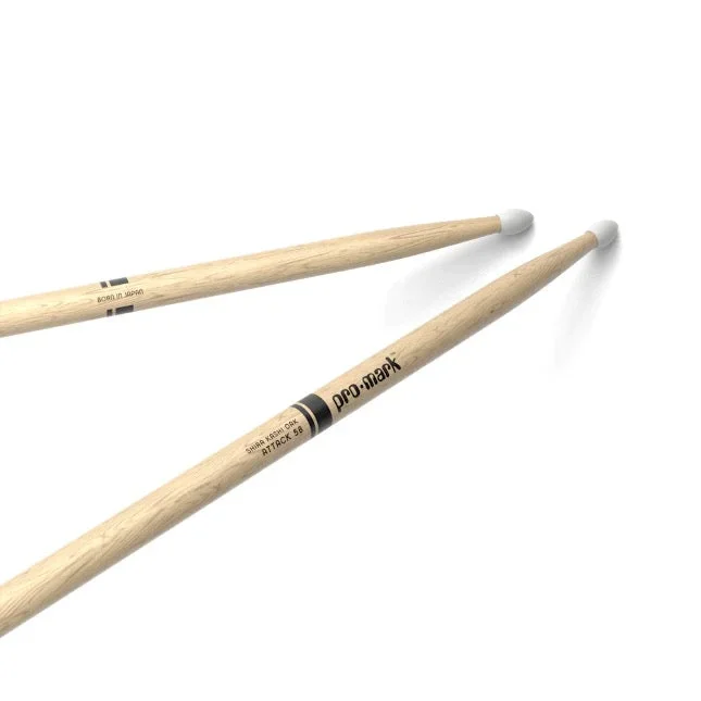 Promark Classic Attack 5B Shira Kashi Oak Drumsticks w/ Oval Nylon Tip – PW5BN