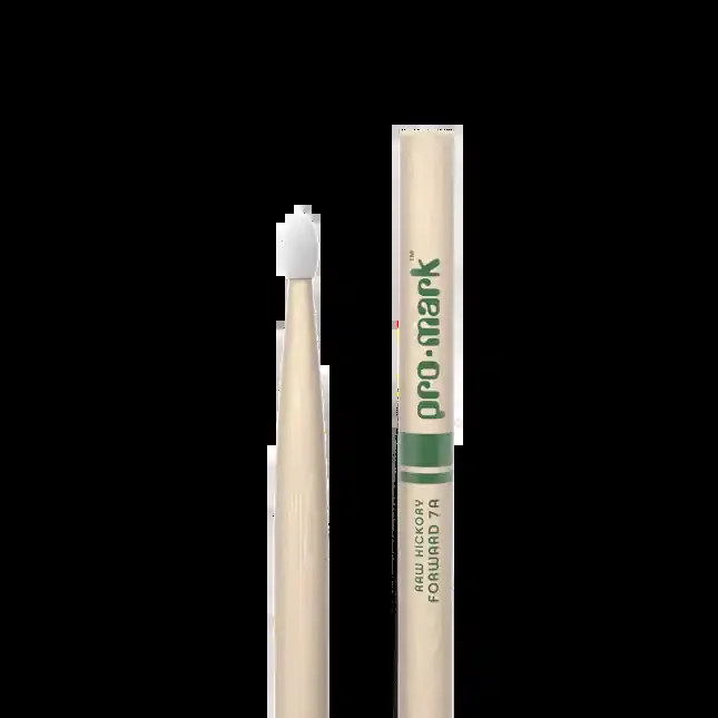 Promark Classic Forward 7A Raw Hickory Drumstick, Oval Nylon Tip