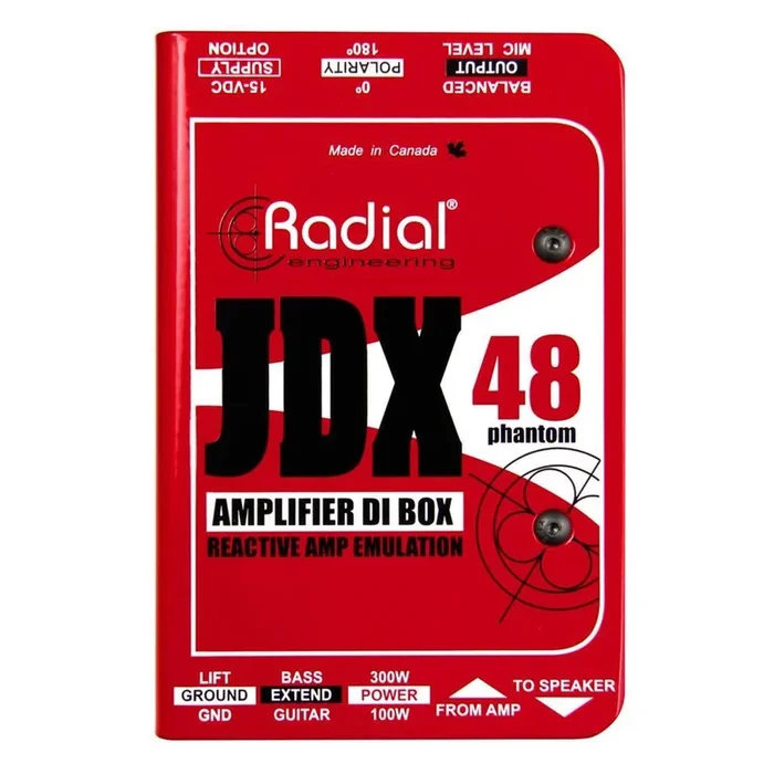 Radial JDX 48 – Class-A Reactive DI Box for Guitar Amp – +48V Phantom Powered / 15VDC