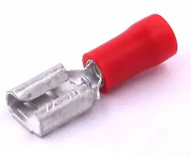 Red Insulated Female Spade Terminal Connector – 22-16 AWG, 6.3mm Durable Crimp Terminal