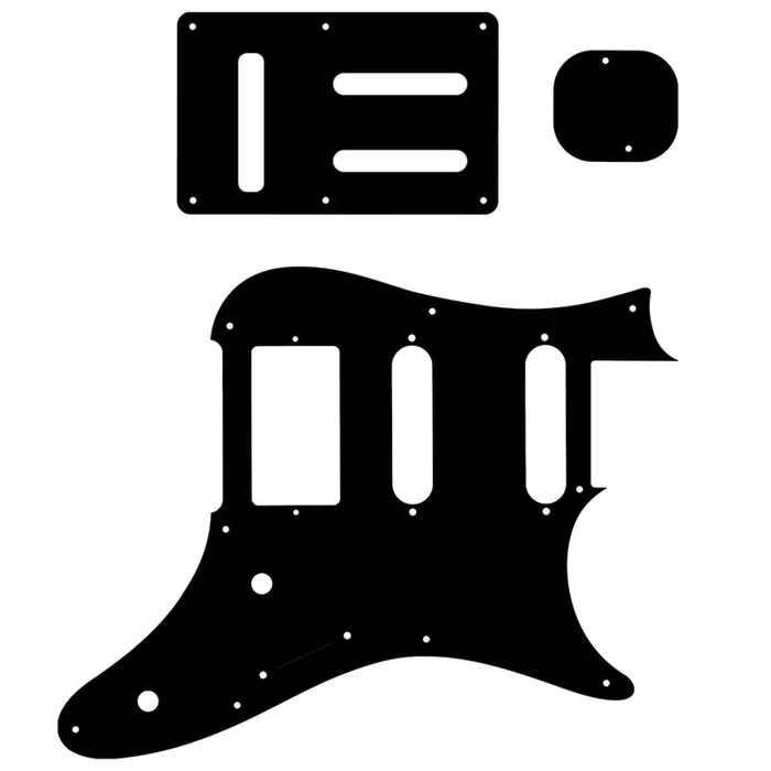 Replacement Pickguard and Backplates for Ibanez Prestige AZ2204 – Solid Shiny Black .090″ / 2.29mm thick, with bevelled edge