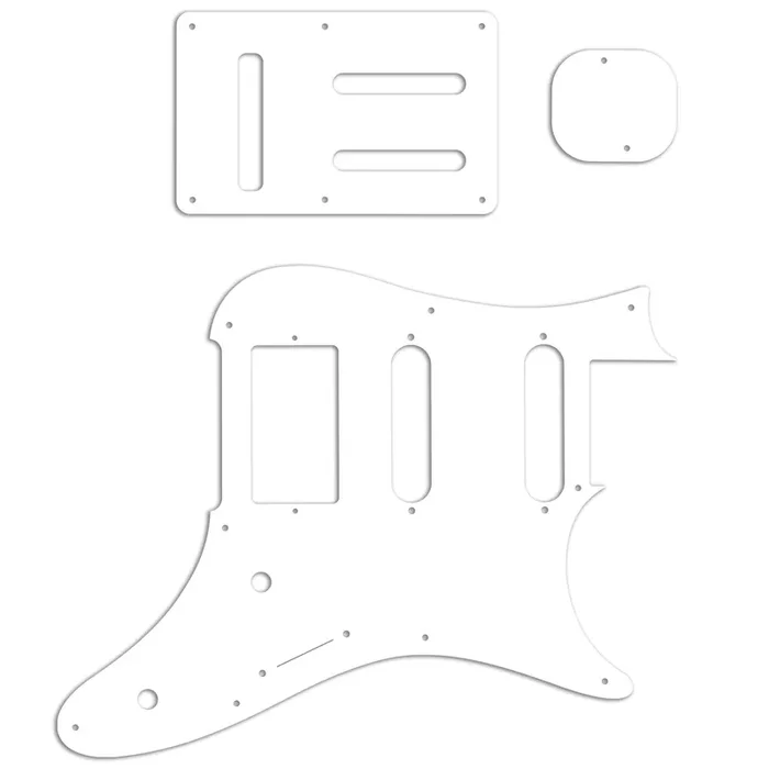 Replacement Pickguard and Backplates for Ibanez Prestige AZ2204 – Thin Shiny White .060″ / 1.52mm Thickness, No Bevelled Edge