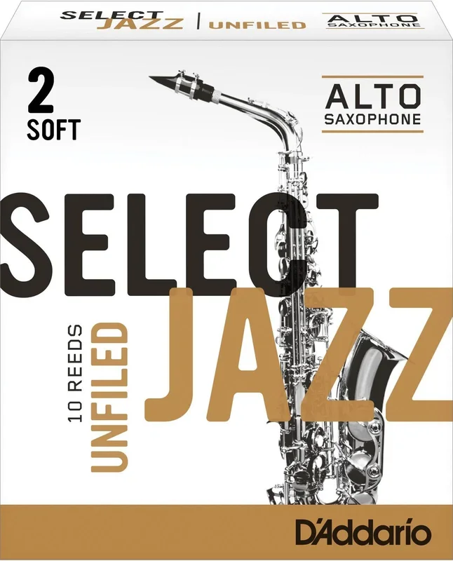 Rico Select Jazz Alto Sax Reeds, Unfiled, Strength 2 Strength Soft, 10-pack