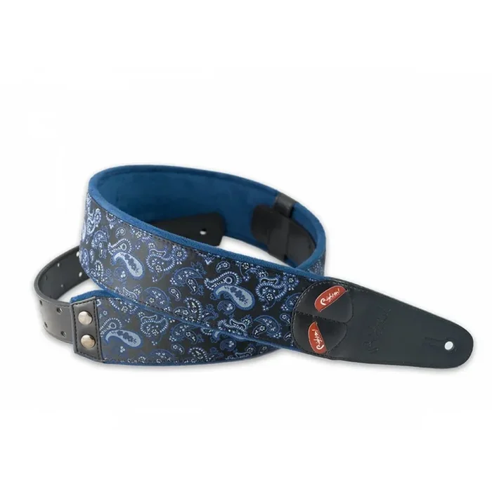 RightOn MOJO Series Vegan Guitar Strap, PAISLEY Blue