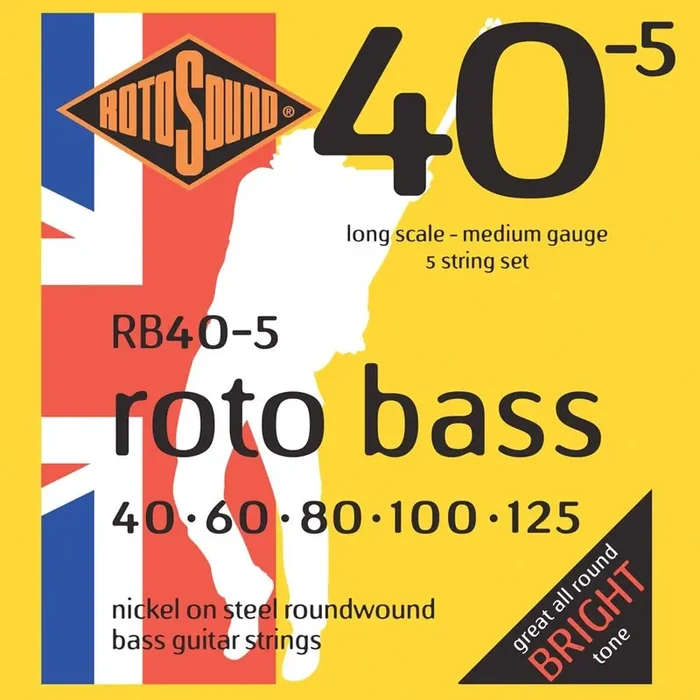 Rotosound (RB40-5) Rotobass 40-125 Bass Guitar Strings Set – 5 String