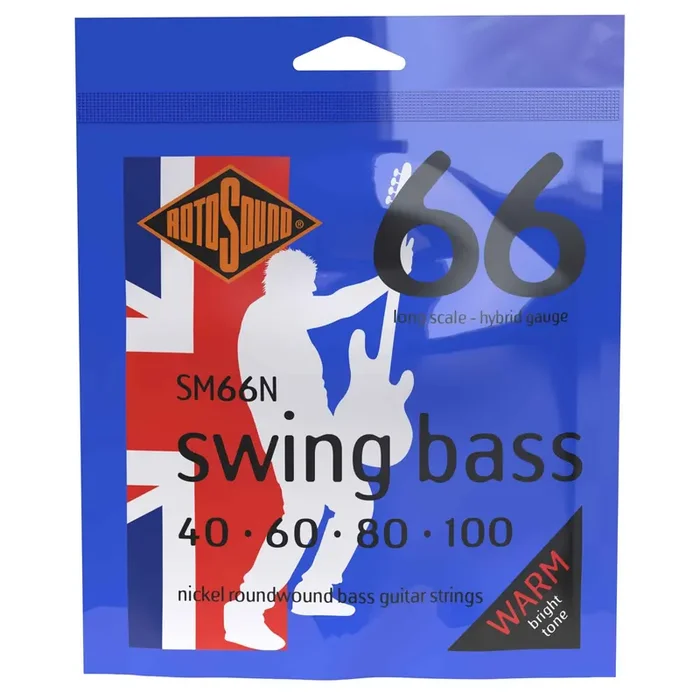 Rotosound Swing Bass Nickel Wound 40-100 Bass Guitar Strings, Long Scale [SM66N]