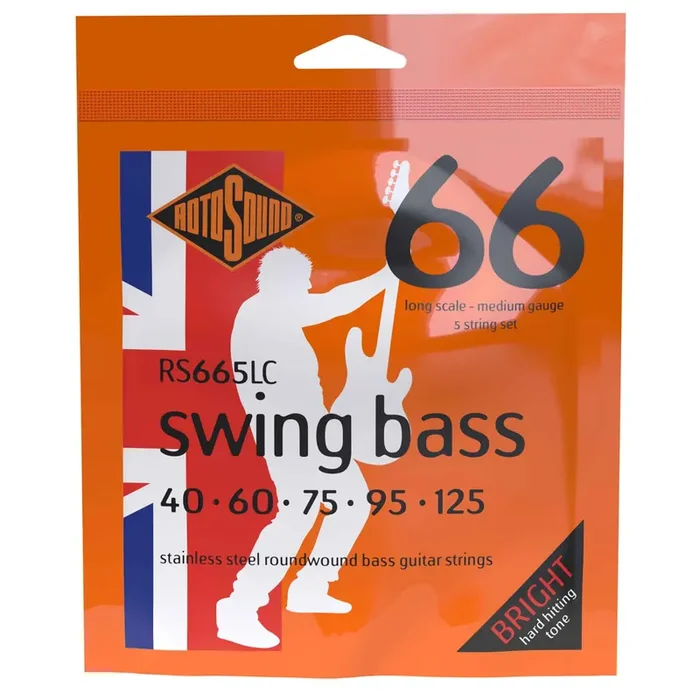 Rotosound Swing Bass Stainless Steel 40-125 5-String Bass Guitar Strings, Long Scale [RS665LC]