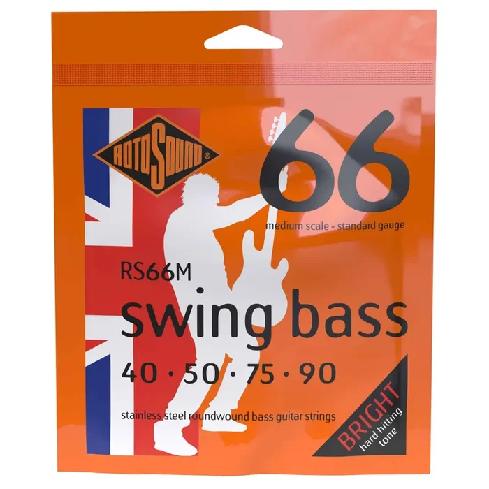 Rotosound Swing Bass Stainless Steel 40-90 Bass Guitar Strings, Medium Scale [RS66M]