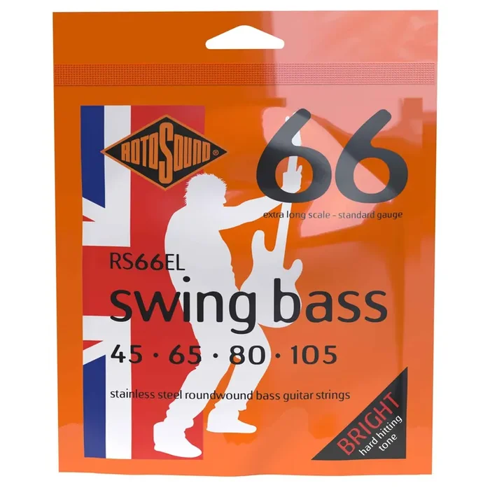 Rotosound Swing Bass Stainless Steel 45-105 Bass Guitar Strings, Extra Long Scale [RS66EL]