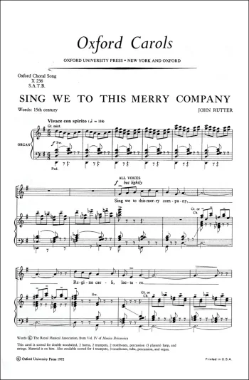 Rutter : Rutter: Sing we to this merry company for SATB and organ (OUP) Digital Edition
