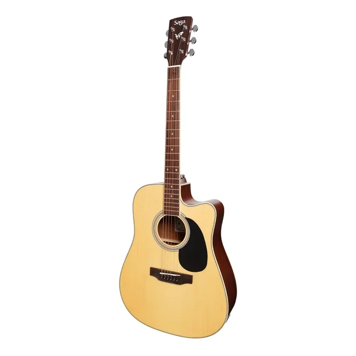 Saga ‘700 Series’ Solid Spruce Top Acoustic-Electric Dreadnought Cutaway Guitar (Natural Satin)