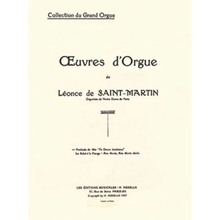 Saint-Martin, Léonce de – Te Deum Laudamus – Postlude de fête Op.21