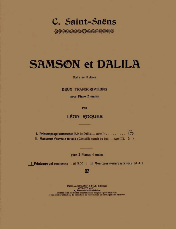 Saint-Saëns, Camille – Samson Et Dalila N 6 2 Pianos