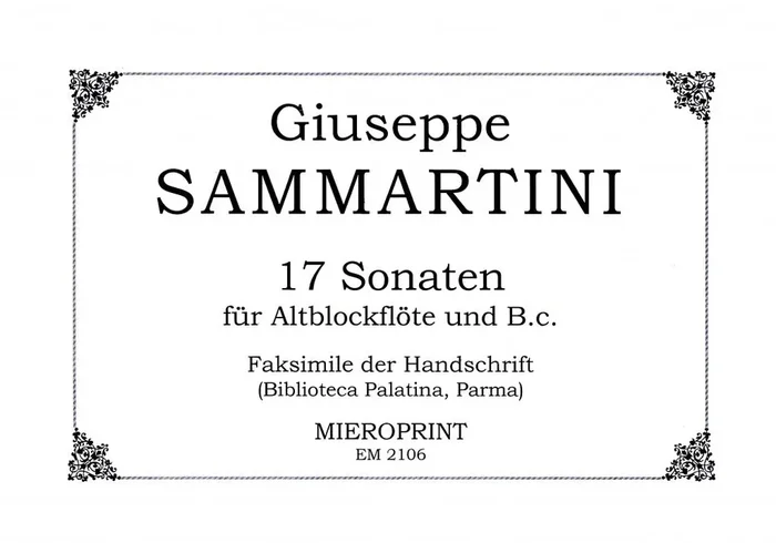 Sammartini 17 Sonatas for Treble Recorder and Basso Continuo