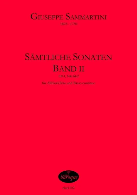 Sammartini Complete Sonatas for Treble Recorder and Basso Continuo, Vol. 2