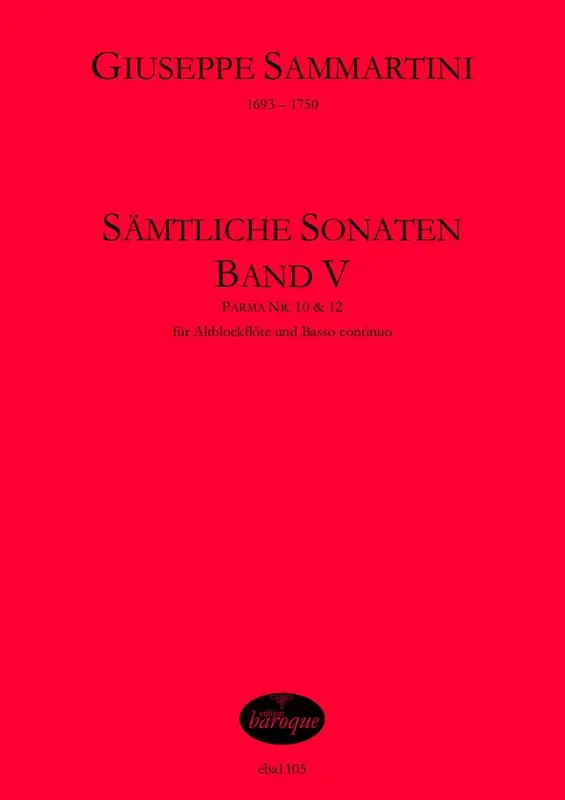 Sammartini Complete Sonatas for Treble Recorder and Basso Continuo, Vol. 5
