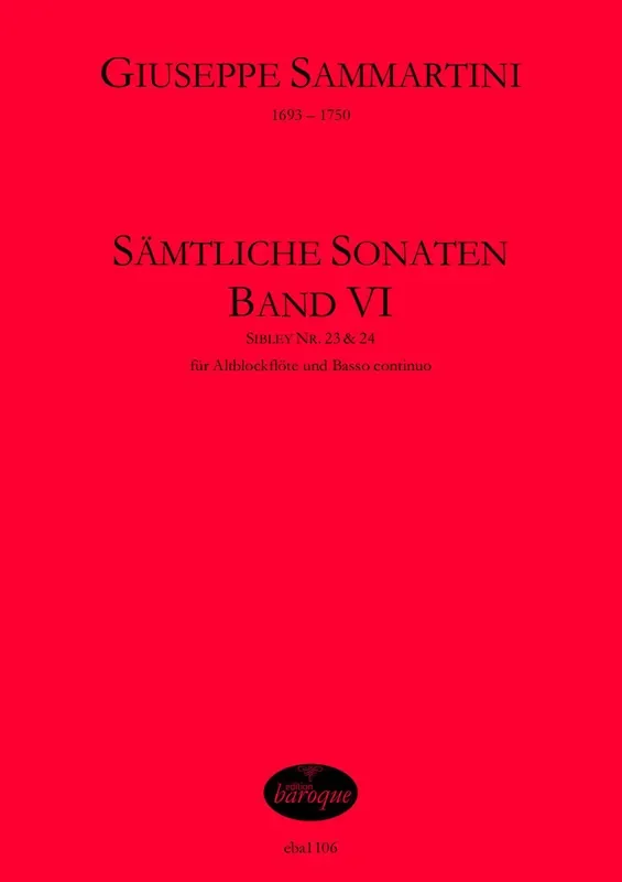 Sammartini Complete Sonatas for Treble Recorder and Basso Continuo, Vol. 6