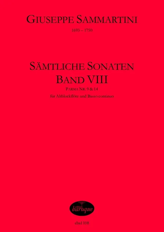 Sammartini Complete Sonatas for Treble Recorder and Basso Continuo, Vol. 8