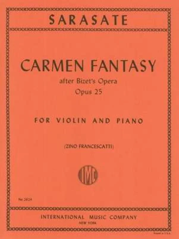 Sarasate – Carmen Fantasy Op 25 Violin/Piano (Softcover Book)